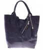GEANȚĂ DIN PIELE shopper bag Genuine Leather bleumarin 555